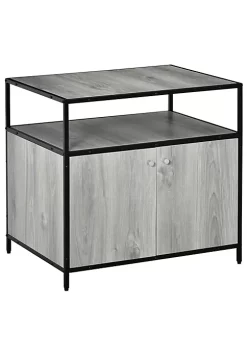 Cheapest 🔥 PawHut Wooden Cat Litter Box Enclosure Multipurpose Anti Tracking Pet Kitten House Indoor End Table with Magnetic Doors and Storage Shelves Grey 💯