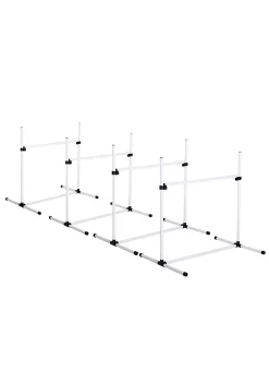 Promo 🌟 PawHut 4 Piece 🐶 Dog Agility Starter Kit with Adjustable Height Jump Bars Included Carry Bag and Displacing Top Bar White 🤩 -Cheap PawHut Store Belk 564