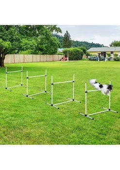Promo 🌟 PawHut 4 Piece 🐶 Dog Agility Starter Kit with Adjustable Height Jump Bars Included Carry Bag and Displacing Top Bar White 🤩 -Cheap PawHut Store Belk 565