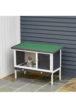 Cheapest ✨ PawHut Outdoor Wooden Rabbit Hutch Bunny Cage Guinea Pig House with Pull out Tray and Openable Asphalt Roof 35"x18"x25" Black 🔔 -Cheap PawHut Store Belk 570