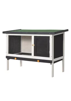 Cheapest ✨ PawHut Outdoor Wooden Rabbit Hutch Bunny Cage Guinea Pig House with Pull out Tray and Openable Asphalt Roof 35"x18"x25" Black 🔔 -Cheap PawHut Store Belk 571