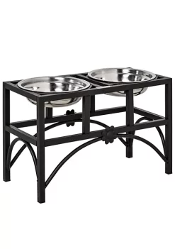 Best Pirce 🔥 PawHut Double Stainless Steel Heavy Duty 🐶 Dog Food Bowl Elevated Pet Feeding Station 17 inches ✨
