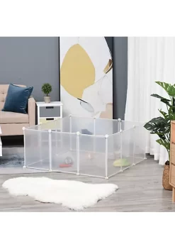 Hot Sale 👍 PawHut Pet Playpen DIY Small Animal Cage Open Enclosure Portable Plastic Fence 12 Panels for Kitten Bunny Chinchilla Guinea Pig White 18" x 14" ⌛ -Cheap PawHut Store Belk 585