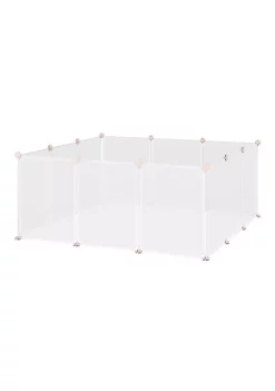 Hot Sale 👍 PawHut Pet Playpen DIY Small Animal Cage Open Enclosure Portable Plastic Fence 12 Panels for Kitten Bunny Chinchilla Guinea Pig White 18" x 14" ⌛ -Cheap PawHut Store Belk 586