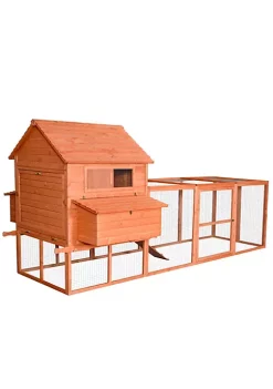 Outlet ๐ PawHut 145" Chicken Coop Large Chicken House Rabbit Hutch Wooden Poultry Cage Pen Garden and Backyard with Run and Inner Hen House Space โค๏ธ