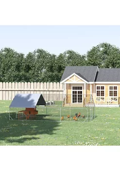 Best Sale 🎁 PawHut Galvanized Metal Chicken Coop Cage Walk In Poultry Playpen with Cover and Lockable Door for Outdoor Backyard 10' x 20' x 6' Silver 😉 -Cheap PawHut Store Belk 595