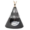 Deals 🤩 PawHut Pet Teepee Tent Cat Bed 🦮 Dog House with Thick Cushion Chalkboard for Kitten and Puppy up to 13lbs 28inch Grey 😀 -Cheap PawHut Store Belk 60