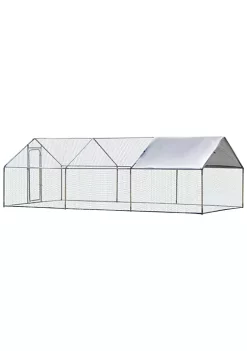 Best Pirce 😉 PawHut Galvanized Large Metal Chicken Coop Cage 3 Rooms Walk in Enclosure Poultry Hen Run House Playpen Rabbit Hutch UV and Water Resistant Cover for Outdoor Backyard 10' x 20' x 6' 🥰