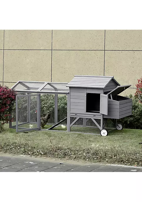 Buy ๐ PawHut 96" Chicken Coop Wooden Chicken House Rabbit Hutch Poultry Cage Hen Pen Portable Backyard with Wheels Outdoor Run and Nesting Box Grey ๐ฅ 6 Buy ๐ PawHut 96" Chicken Coop Wooden Chicken House Rabbit Hutch Poultry Cage Hen Pen Portable Backyard with Wheels Outdoor Run and Nesting Box Grey ๐ฅ - Image 4