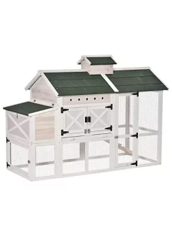 Wholesale 🌟 PawHut Wooden Chicken Coop Chicken House with Removable Waste Tray and Rabbit Hutch with Ventilated Poultry Cage 71" White 🥰