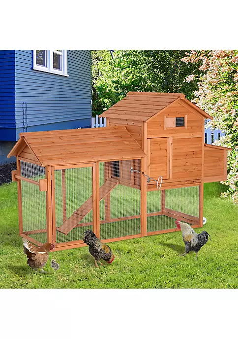 Flash Sale 👍 PawHut 83" Chicken Coop Wooden Chicken House Rabbit Hutch Poultry Cage Hen Pen Portable Backyard with Fenced Run and Wheels ⌛ 6 Flash Sale 👍 PawHut 83" Chicken Coop Wooden Chicken House Rabbit Hutch Poultry Cage Hen Pen Portable Backyard with Fenced Run and Wheels ⌛ - Image 4
