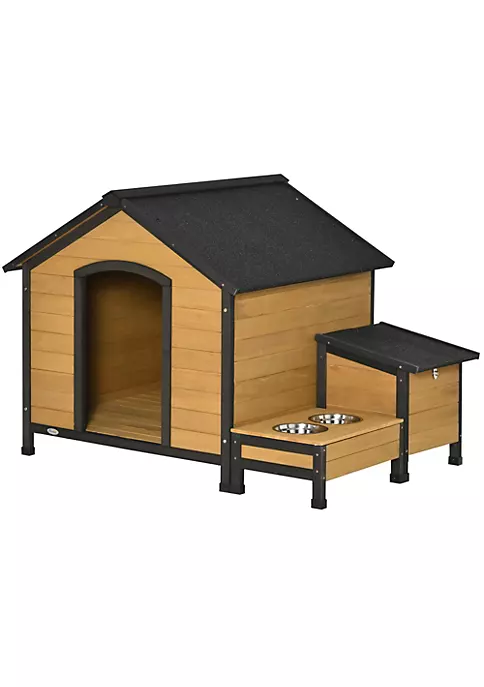 Top 10 ✨ PawHut Wooden Outdoor 🦮 Dog House Cabin Style Pet House with Feeding Bowls Asphalt Roof Storage Box for 🦮 Dogs Up To 66 Lbs. Natural 💯 4 Top 10 ✨ PawHut Wooden Outdoor 🦮 Dog House Cabin Style Pet House with Feeding Bowls Asphalt Roof Storage Box for 🦮 Dogs Up To 66 Lbs. Natural 💯 - Image 2