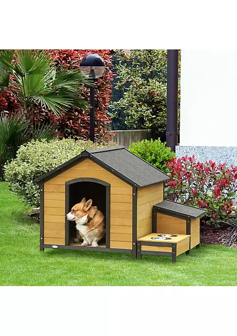 Top 10 ✨ PawHut Wooden Outdoor 🦮 Dog House Cabin Style Pet House with Feeding Bowls Asphalt Roof Storage Box for 🦮 Dogs Up To 66 Lbs. Natural 💯 5 Top 10 ✨ PawHut Wooden Outdoor 🦮 Dog House Cabin Style Pet House with Feeding Bowls Asphalt Roof Storage Box for 🦮 Dogs Up To 66 Lbs. Natural 💯 - Image 3