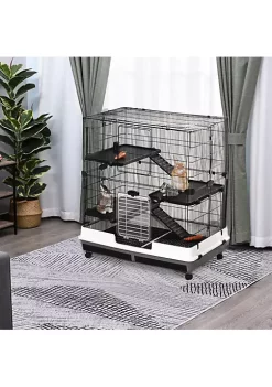 Budget 🔥 PawHut Rolling Small Animal Rabbit Cage for Bunny Chinchillas and Gerbils with a Large Living Space 39.25'' x 25'' x 43'' ⭐ -Cheap PawHut Store Belk 650
