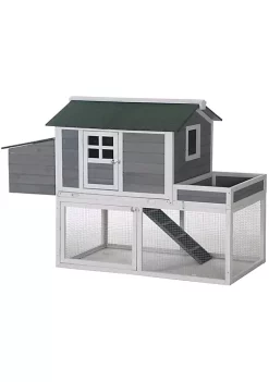 Wholesale 😀 PawHut 63" Chicken Coop Wooden Chicken House Rabbit Hutch Poultry Cage Hen Pen Backyard with Garden Box Run Area Nesting Box Grey 🎁 -Cheap PawHut Store Belk 654