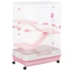 Best Sale 🔔 PawHut 43”L 4 Level Indoor Small Animal Cage Rabbit Hutch Multi Activity Exercise Centre with Universal Wheels Brakes Slide out Tray Pink 🎉 -Cheap PawHut Store Belk 677