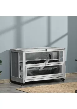 Promo 💯 PawHut Wooden Hamster Cage Mice Rodent Small Animals Kit Hutch 3 Tiers Exercise Play House with Wheels Bottom Tray 39" x 19" x 27.25" Light Grey 🔔 -Cheap PawHut Store Belk 684