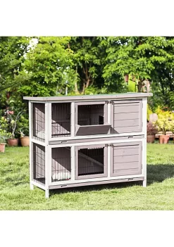 Best reviews of ✔️ PawHut 48" 2 Tier Rabbit Hutch Bunny Cage Guinea Pig Cage Bunny Run Indoor Outdoor Small Animal House with Opening Top and Slide out Tray 🌟 -Cheap PawHut Store Belk 689