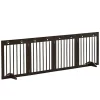 Wholesale 😉 PawHut Freestanding Pet Gate Wooden 🦮 Dog Barrier Folding Safety Fence with 4 Panel Support Feet up to 80.25" Long 24" Tall for Doorway Stairs Brown 😍 -Cheap PawHut Store Belk 70
