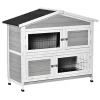 Top 10 🧨 PawHut 48" 2 Floor Large Rabbit Hutch Wooden Pet House Multi door Bunny Cage Small Animal Habitat with Ramp Slide out Tray Run Area Asphalt Roof Light Grey 🔥 -Cheap PawHut Store Belk 702