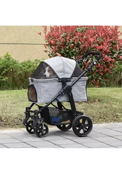 Outlet 😀 PawHut 🐕 Dog Stroller with Adjustable Canopy Safety Leashes and Carrying Bag Grey 😍 -Cheap PawHut Store Belk 730