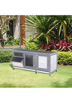 Best reviews of 🧨 PawHut Wooden Outdoor Bunny Rabbit Hutch with 2 Large Customizable Run Areas and a Cozy Main House Feeding Trough Grey 🤩 -Cheap PawHut Store Belk 765