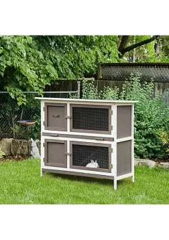 Wholesale 👏 PawHut 36" 2 Tier Rabbit Hutch Guinea Pig Cage Bunny Run Indoor Outdoor Small Animal House with Opening Top and Slide out Tray Brown ⌛ -Cheap PawHut Store Belk 774