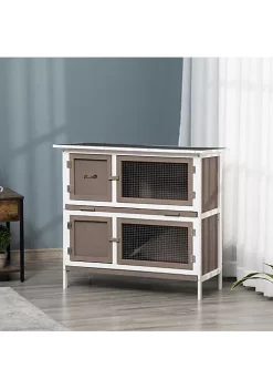 Wholesale 👏 PawHut 36" 2 Tier Rabbit Hutch Guinea Pig Cage Bunny Run Indoor Outdoor Small Animal House with Opening Top and Slide out Tray Brown ⌛ -Cheap PawHut Store Belk 775