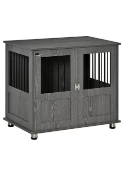 Best Pirce 🤩 PawHut Stylish 🦮 Dog Kennel Wooden End Table Furniture with Cushion and Lockable Magnetic Doors Small Size Pet Crate Indoor Animal Cage Grey ✨