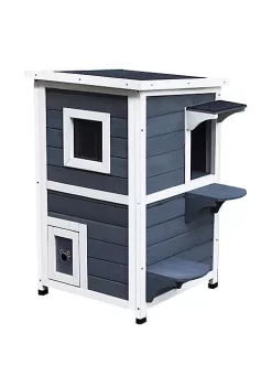 Hot Sale 💯 PawHut Solid Wood 2 Floor Cat Condo Kitten Shelter with Window 🧨 -Cheap PawHut Store Belk 816