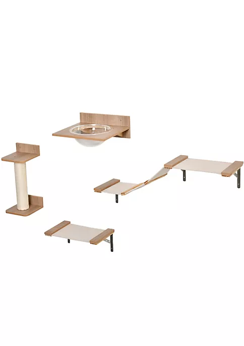 Buy ๐ PawHut Indoor Cat Activity Tree 4 Piece Set Mounted Pet Climbing Perches Kitten Center with Feeding Station Hammock Stairs Scratching Post Jumping Platform Beige โ๏ธ 4 Buy ๐ PawHut Indoor Cat Activity Tree 4 Piece Set Mounted Pet Climbing Perches Kitten Center with Feeding Station Hammock Stairs Scratching Post Jumping Platform Beige โ๏ธ - Image 2