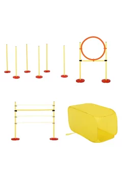 Brand new ✔️ PawHut 4 piece Portable Pet Agility Training Obstacle Set for 🐶 Dogs with Weave Pole Jumping Ring High Jump and Tunnel 🔥