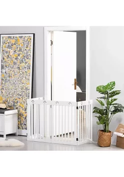 Hot Sale 🤩 PawHut 80" Extra Wide Freestanding Pet Gate 🐶 Dog Barrier Folding Safety Fence with 4 Panel Support Feet for Doorway Stairs White 💯 -Cheap PawHut Store Belk 83