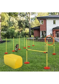 Brand new ✔️ PawHut 4 piece Portable Pet Agility Training Obstacle Set for 🐶 Dogs with Weave Pole Jumping Ring High Jump and Tunnel 🔥 -Cheap PawHut Store Belk 830