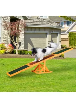 Best Pirce ⭐ PawHut Wooden 🦮 Dog Agility Seesaw for Training and Exercise Platform Equipment Run Game Toy Weather Resistant Pet Supplies 71"L x 12"W x 12"H 🔥 -Cheap PawHut Store Belk 835