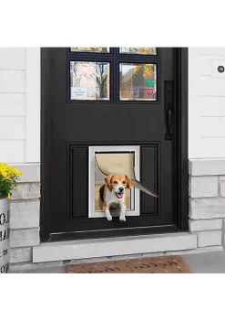 Budget ✔️ PawHut 2 Way 🦮 Dog Door Aluminium 🦮 Doggy Pet Flap for Wall Fast Installation with Magnetic Closure Locking Panel Weather Resistant Insulating Weight Limit 110 lbs. 👍 -Cheap PawHut Store Belk 839