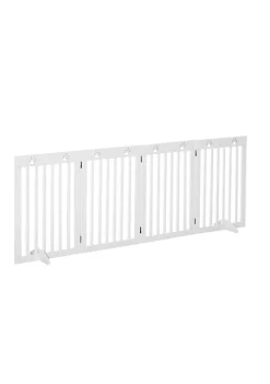 Hot Sale 🤩 PawHut 80" Extra Wide Freestanding Pet Gate 🐶 Dog Barrier Folding Safety Fence with 4 Panel Support Feet for Doorway Stairs White 💯 -Cheap PawHut Store Belk 84