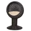 Buy 🤩 PawHut 27" Hooded Rattan Wicker Round Elevated Condo Cat Bed with an Elegant Design and Included Cushion Coffee 😍 -Cheap PawHut Store Belk 847