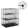 Hot Sale 🎉 PawHut Pet Playpen DIY Small Animal Cage Wire Rabbit Pen for Kitten Chinchillas Guinea Pig with Doors Ramps and Trays Black 🎉 -Cheap PawHut Store Belk 852