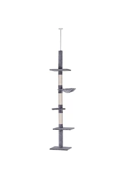 Brand new ✔️ PawHut 9' Adjustable Height Floor To Ceiling Vertical Cat Tree Grey and White ⭐