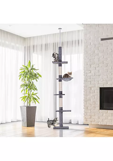 Brand new ✔️ PawHut 9' Adjustable Height Floor To Ceiling Vertical Cat Tree Grey and White ⭐ 6 Brand new ✔️ PawHut 9' Adjustable Height Floor To Ceiling Vertical Cat Tree Grey and White ⭐ - Image 4