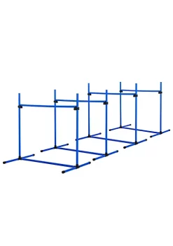 New 😀 PawHut 4 Piece 🦮 Dog Agility Starter Kit with Adjustable Height Jump Bars Included Carry Bag and Displacing Top Bar Blue 🔥