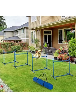 New 😀 PawHut 4 Piece 🦮 Dog Agility Starter Kit with Adjustable Height Jump Bars Included Carry Bag and Displacing Top Bar Blue 🔥 -Cheap PawHut Store Belk 865