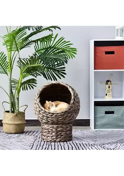 Wholesale 🎉 PawHut 20" Natural Braided Elevated Cat Bed Basket House Chair Sofa With Cushion Dark Brown 😉 -Cheap PawHut Store Belk 870