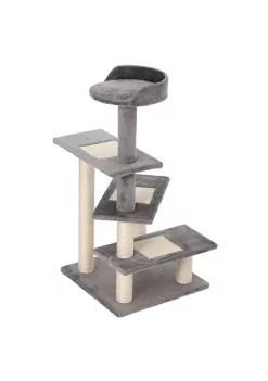 Best Sale 👏 PawHut 40" 5 Level Revolving Stair Cat Tree Scratcher Climbing Activity Tower with Play Center and Resting Perch Grey 🌟