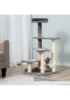 Best Sale 👏 PawHut 40" 5 Level Revolving Stair Cat Tree Scratcher Climbing Activity Tower with Play Center and Resting Perch Grey 🌟 -Cheap PawHut Store Belk 885