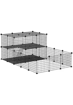 New 🔔 PawHut Pet Playpen Small Animal Cage with Door Customizable Metal Wire Fence for Guinea Pigs Puppies Kittens 14 x 14 in 🛒