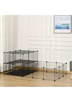 New 🔔 PawHut Pet Playpen Small Animal Cage with Door Customizable Metal Wire Fence for Guinea Pigs Puppies Kittens 14 x 14 in 🛒 -Cheap PawHut Store Belk 895