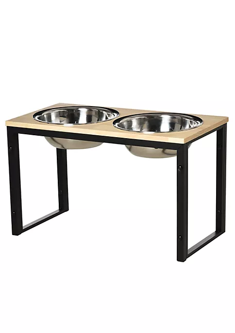 Flash Sale 👍 PawHut Elevated 🦮 Dog Feeder with 2 Stainless Steel Bowls Twin Raised Adjustable Pet Food Platform for Small Medium Large 🦮 Dogs Natural 🔥 4 Flash Sale 👍 PawHut Elevated 🦮 Dog Feeder with 2 Stainless Steel Bowls Twin Raised Adjustable Pet Food Platform for Small Medium Large 🦮 Dogs Natural 🔥 - Image 2