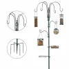 Best deal ❤️ PawHut 6 Hook Feeding Station Steel Multi Feeder Kit Stand with 4 Bird Feeders Mesh Tray Water Dish and 4 Prong Base Green ⌛ -Cheap PawHut Store Belk 907